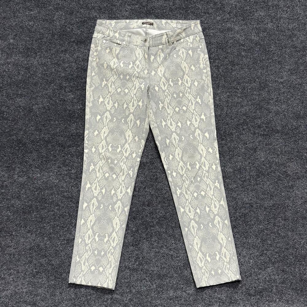 J McLaughlin Jeans Womens 6 Gray Snake Print Mid Rise Skinny Stretch Denim